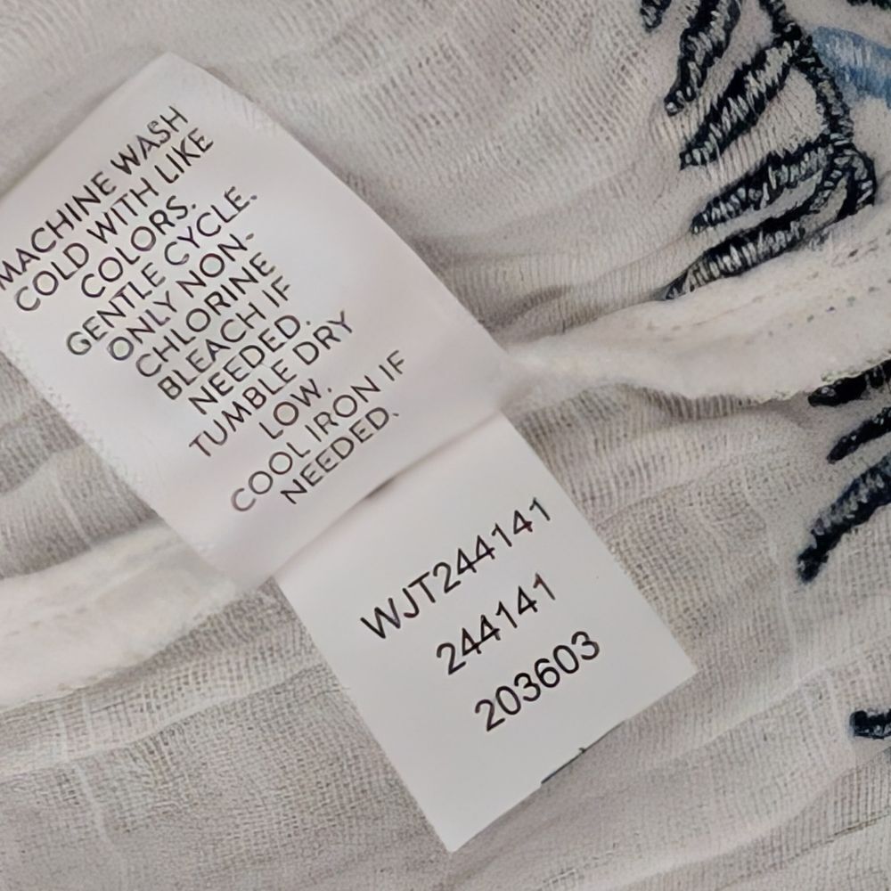J. Jill 100% cotton embroidered crinkle cardigan kimono blazer size Medium gauzy - Picture 6 of 10